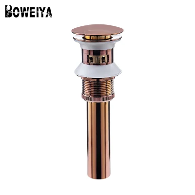 Boweiya Factory Stainless Steel Brass Rose Gold Waste Vessel Sink Pop up Waste Drain Shower Bath Basin Pop up Drain